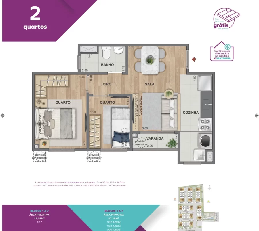 Vivaz Planta 2 Quartos